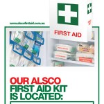 First aid poster kit location
